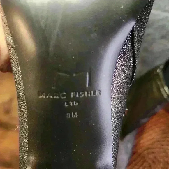 Marc Fisher Kellen High Heel Sock Booties Sparkle Glitter Silver Metallic size 8 - Picture 8 of 9